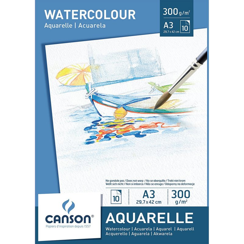CANSON AQUARELLE A3, 300g/m2, 10 listov CANSON AQUARELLE A3, 300g/m2, 10 listov