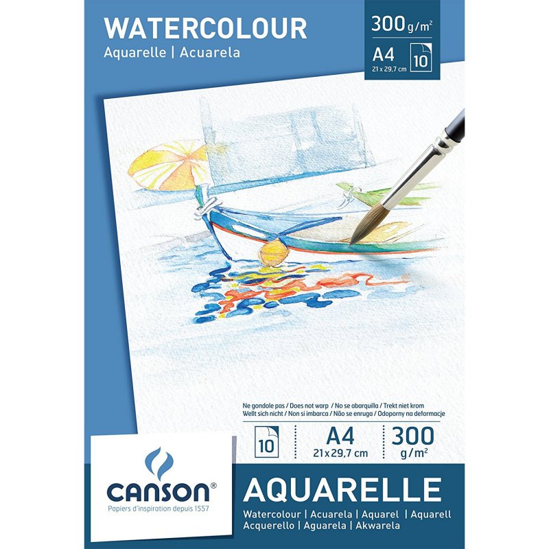 CANSON AQUARELLE A4, 300g/m2, 10 listov CANSON AQUARELLE A4, 300g/m2, 10 listov