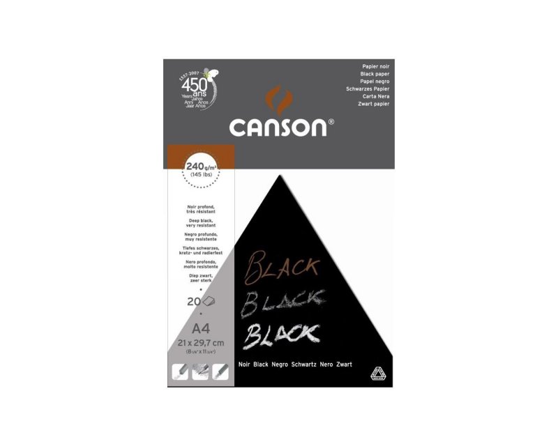 Canson blok čierny, A4, 240g/m2, 20 listov Canson blok čierny, A4, 240g/m2, 20 listov