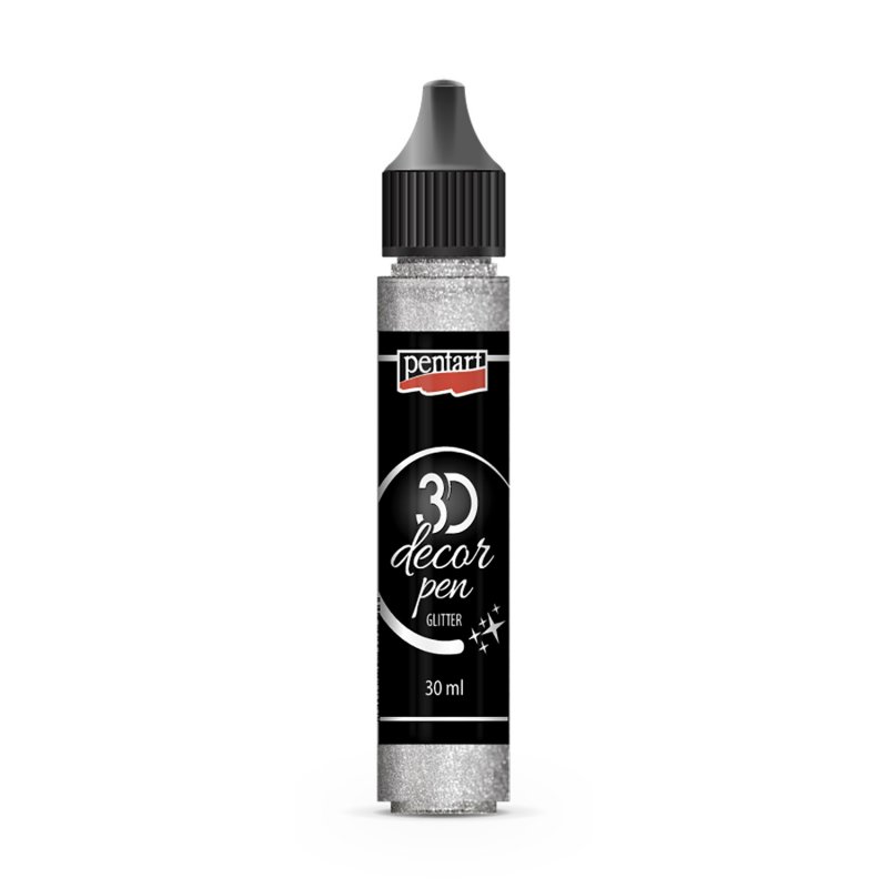 DEKORAČNÉ 3D PERO, 30 ML, GLITROVÁ STRIEBORNÁ DEKORAČNÉ 3D PERO, 30 ML, GLITROVÁ STRIEBORNÁ