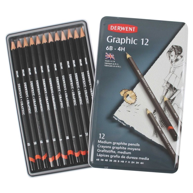 Derwent, Sada ceruziek GRAPHIC Medium, 12 ks Derwent, Sada ceruziek GRAPHIC Medium, 12 ks