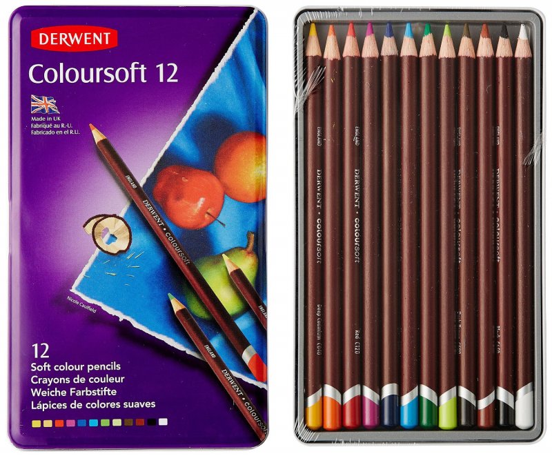 Derwent, Sada pasteliek COLORSOFT, 12 ks Derwent, Sada pasteliek COLORSOFT, 12 ks